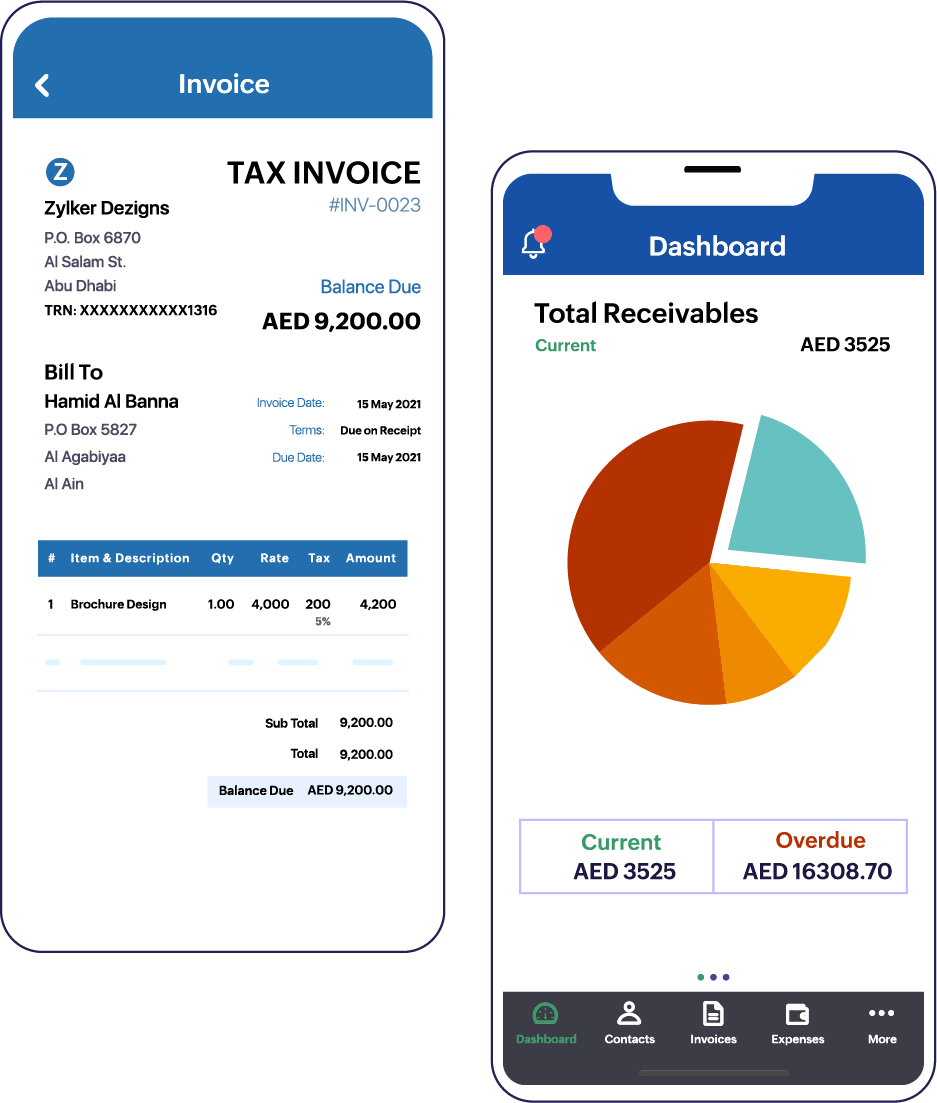 Create invoices and get real-time updates directly from Zoho Invoice mobile app