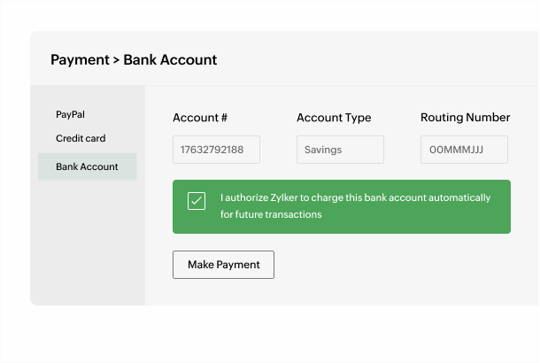 Collect your customers ACH details with ease | Zoho Billing