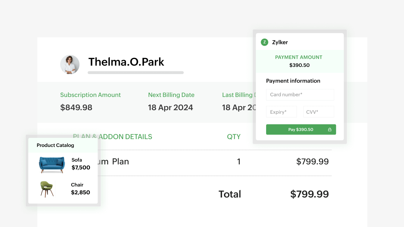 Preview of Zoho Billing's subscription management overview | Zoho Billing