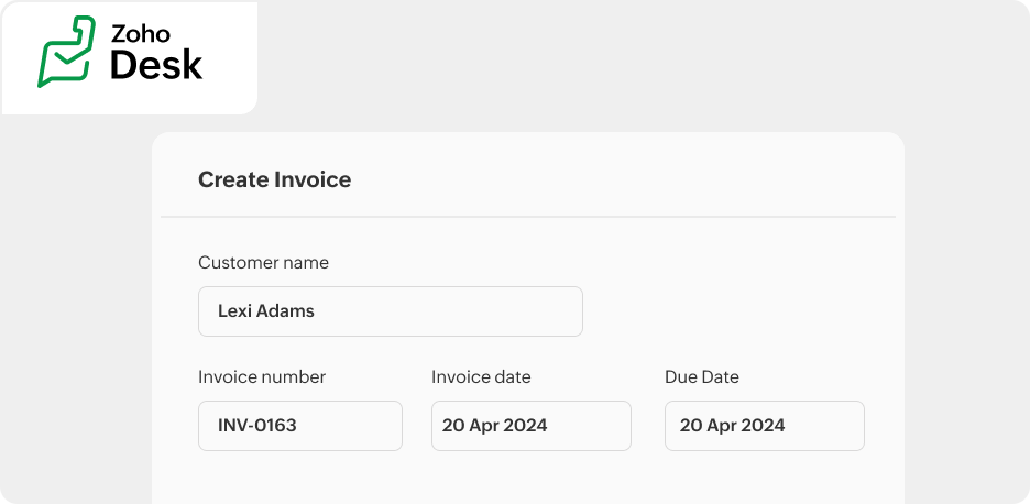 Create invoices instantly from within Zoho Desk | Zoho Billing