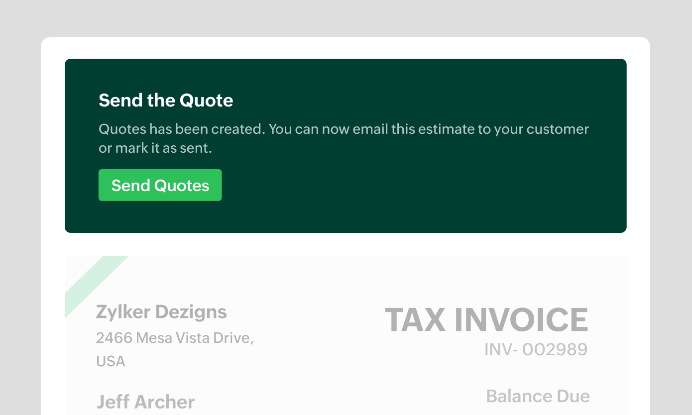 Preview of quotes generated within Zoho Billing | Zoho Billing