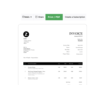 Download e-invoices from GST billing software | Zoho Billing