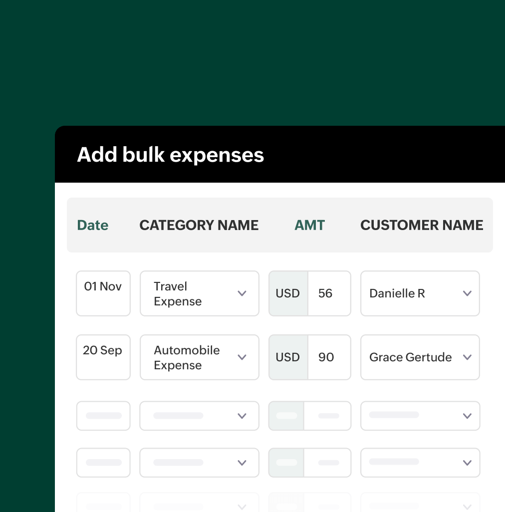Image displaying how to upload bulk expenses in Zoho Billing