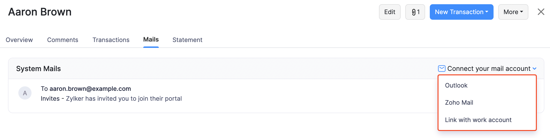 Customer Details - Connect Mail Account