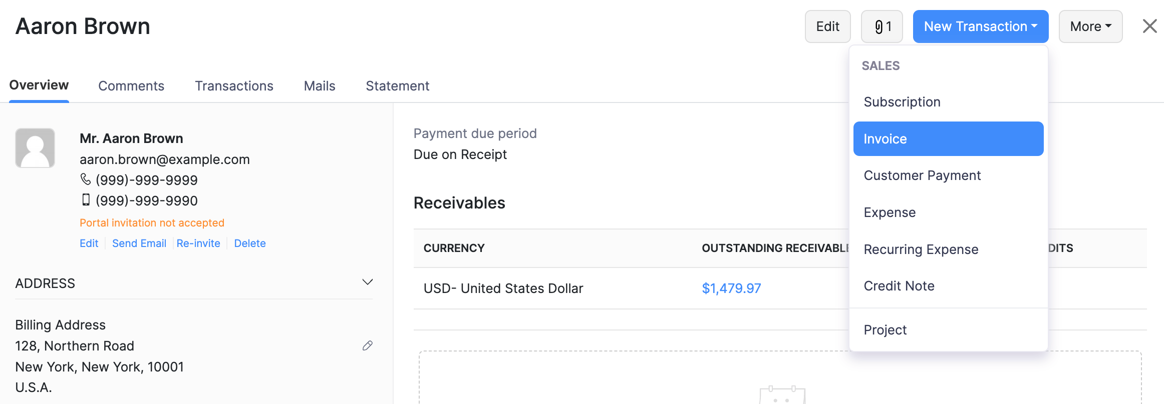 Create Transactions from Customer Details Page