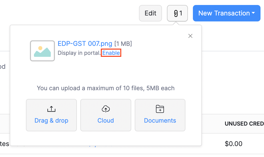 Customer Details - Share in Customer Portal