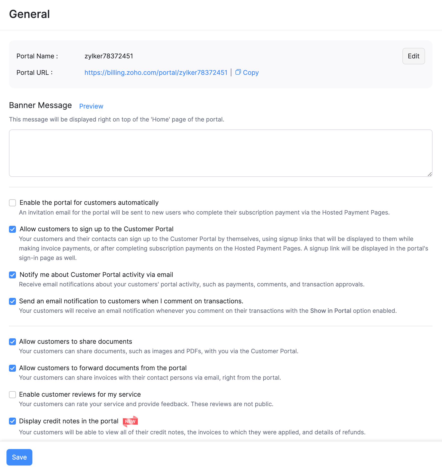Customer Portal - Preferences