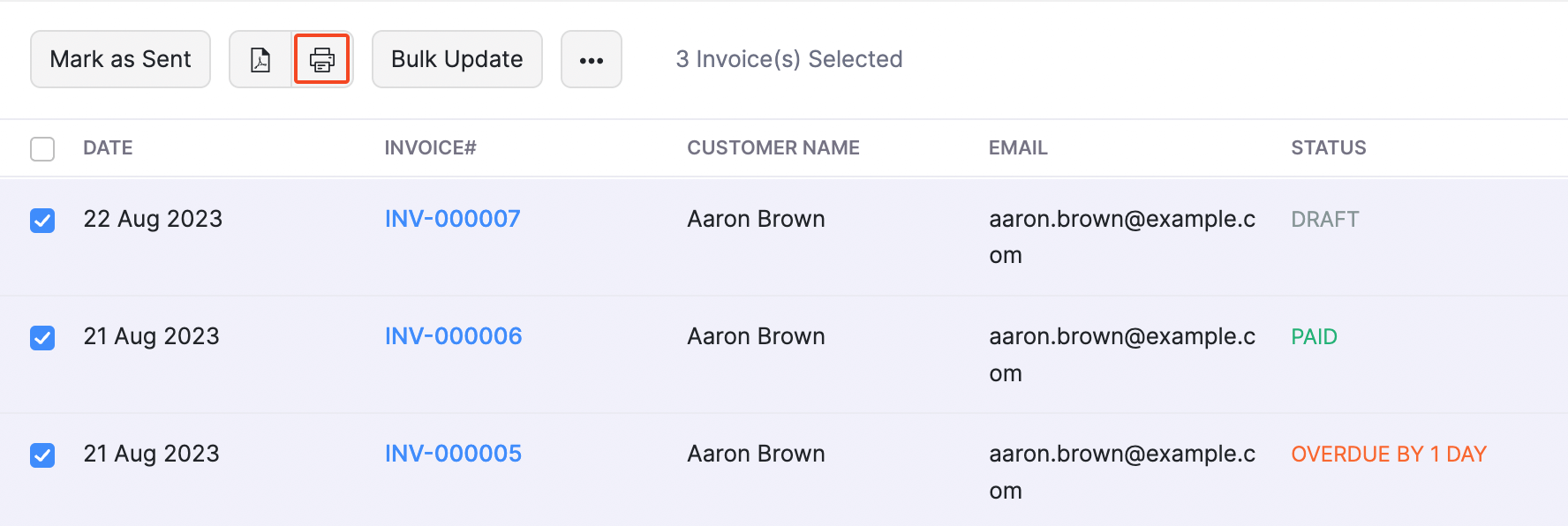 Invoices - Bulk Print