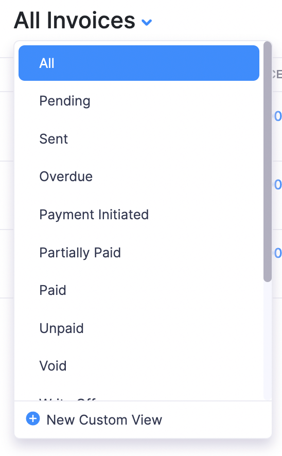 Invoices - Default Filters
