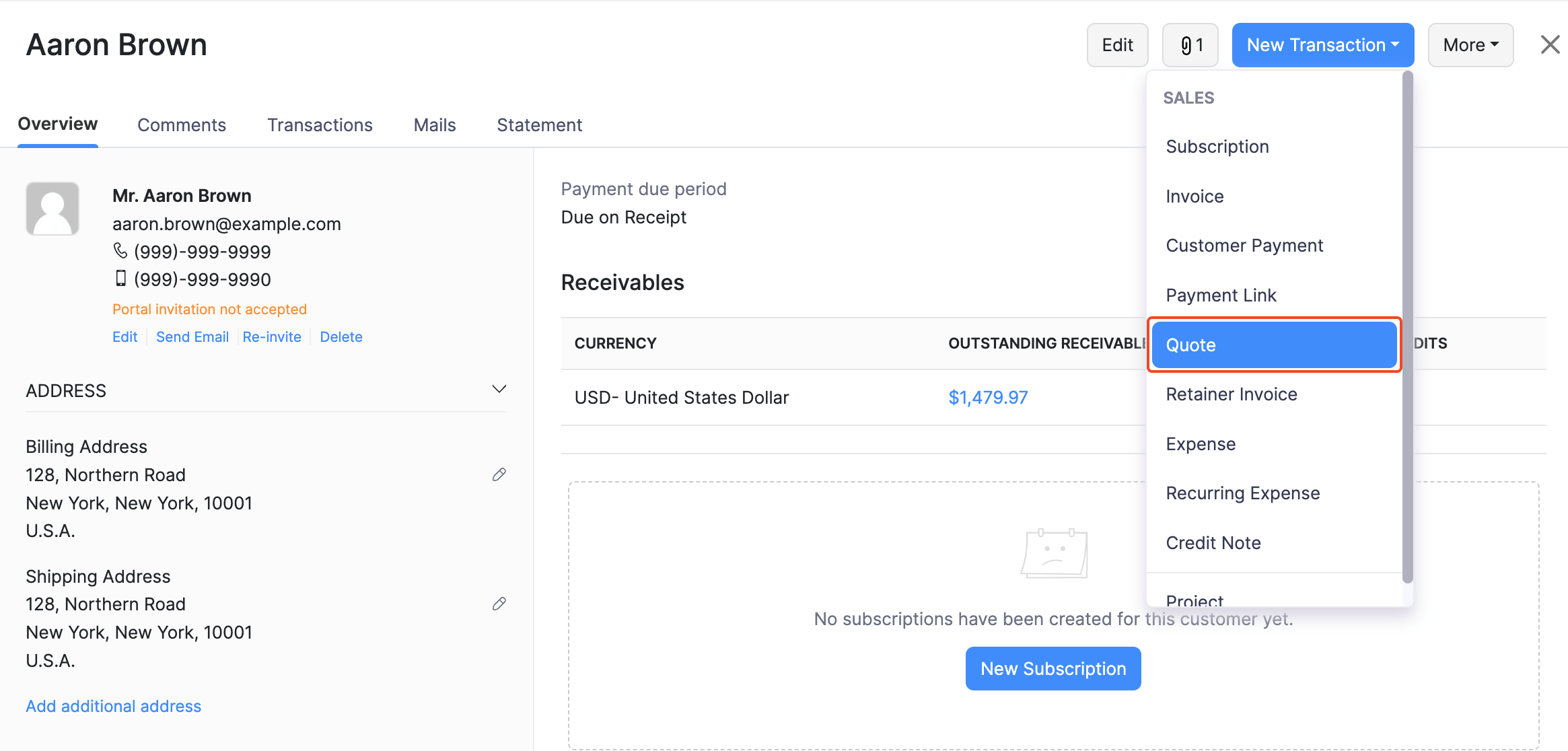 Create Quote from a Customer