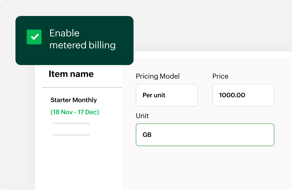 Preview of configuring meter-based billing | Zoho Billing