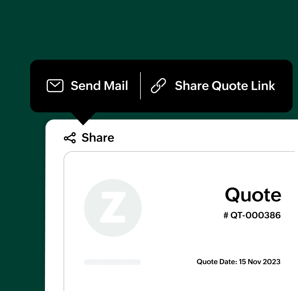 Easy delivery of quotes | Zoho Billing