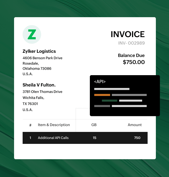 Get paid based on customer usage using usage based billing method | Zoho Billing