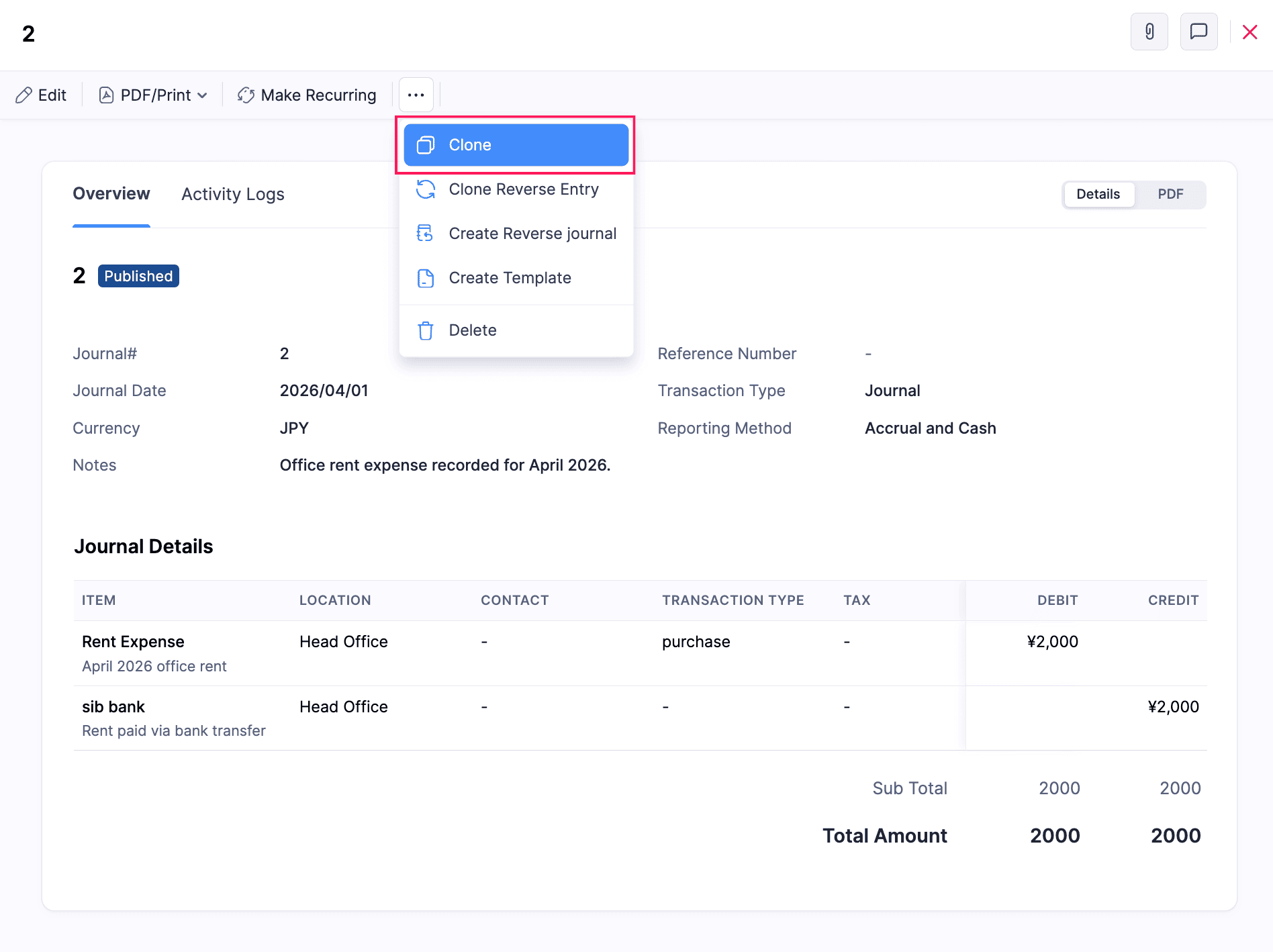 Clone Manual Journals