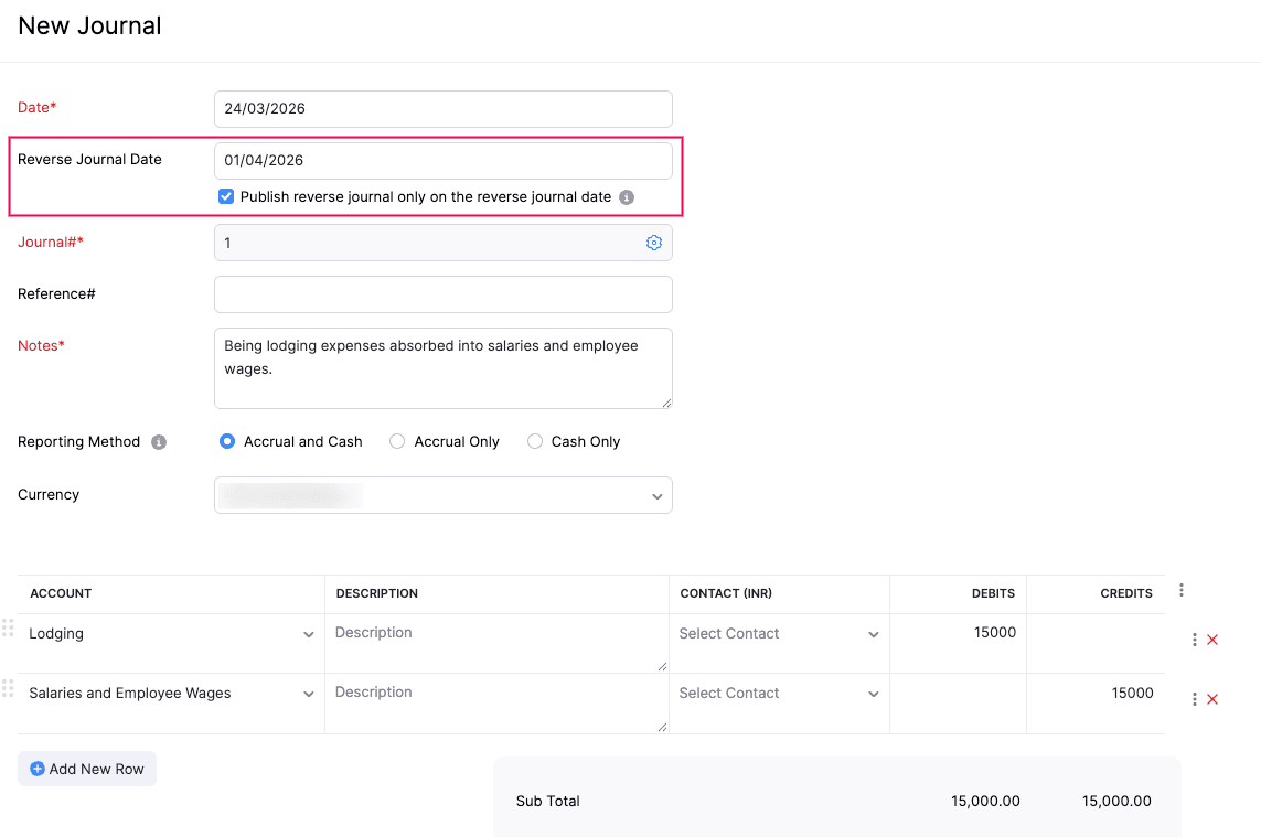 Create Reverse Journal