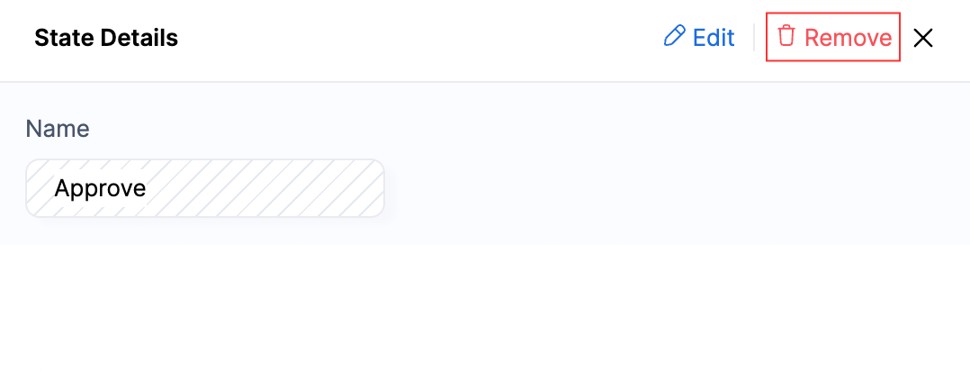 The Details pane of a state. Click Remove in the top right corner to remove a state.