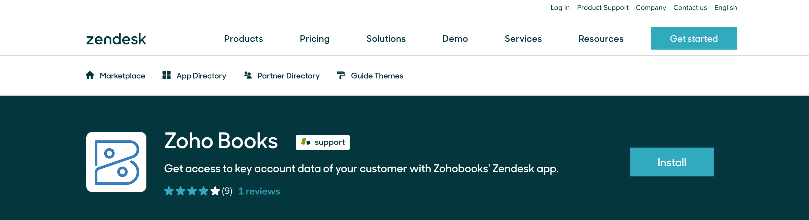 Install Zoho Books from Zendesk