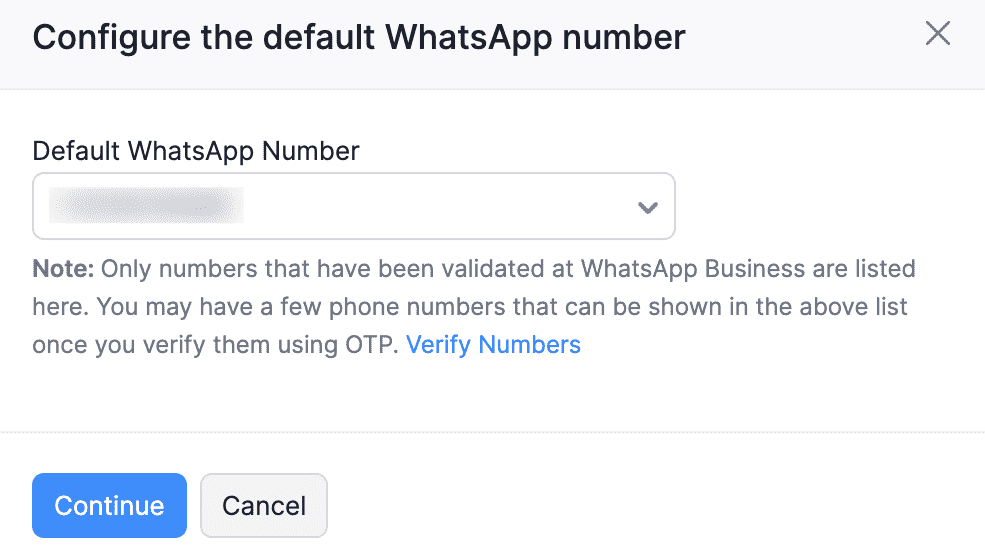 Configure Default WhatsApp Number