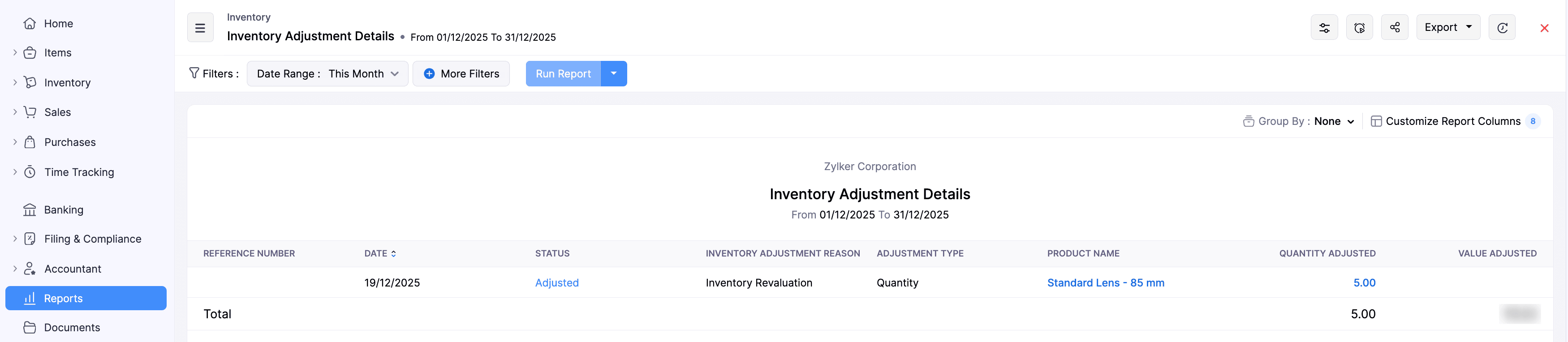 Inventory Adjustment Details