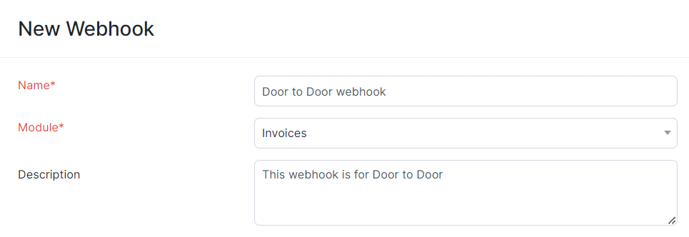 New Webhook page