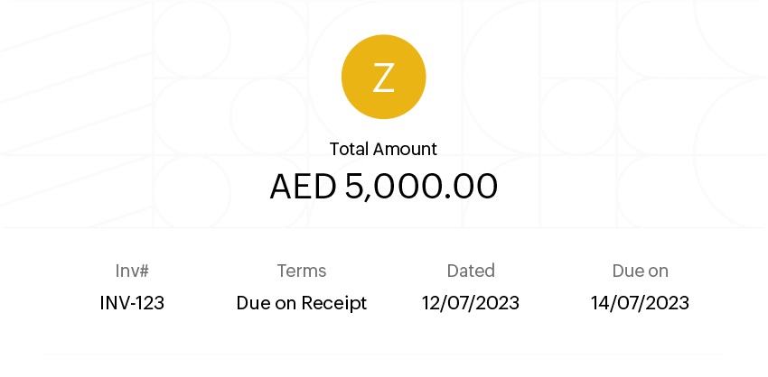Illustration of a sample invoice with essential details like amount, invoice date, due date etc.  