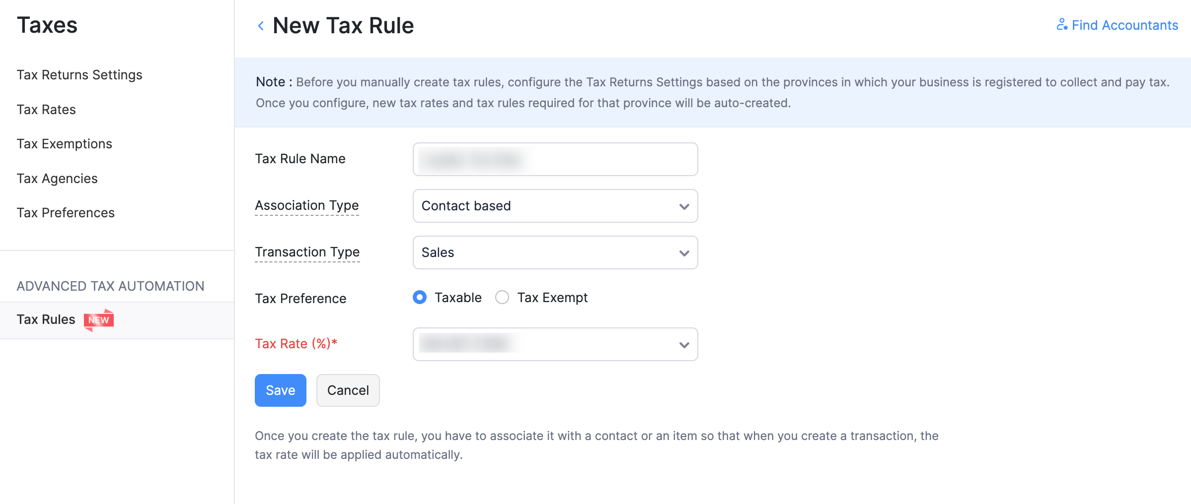 Contact Based Tax Rule