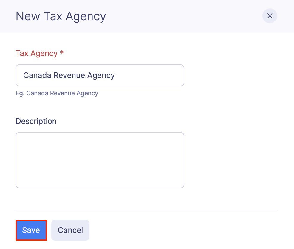 Add a New Tax Agency