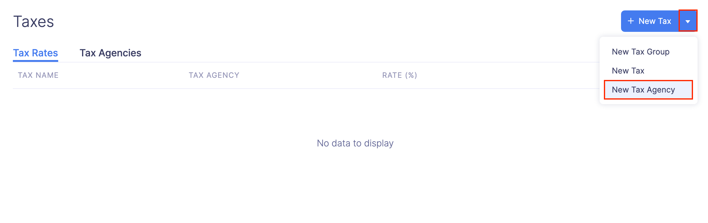 Add a New Tax Agency