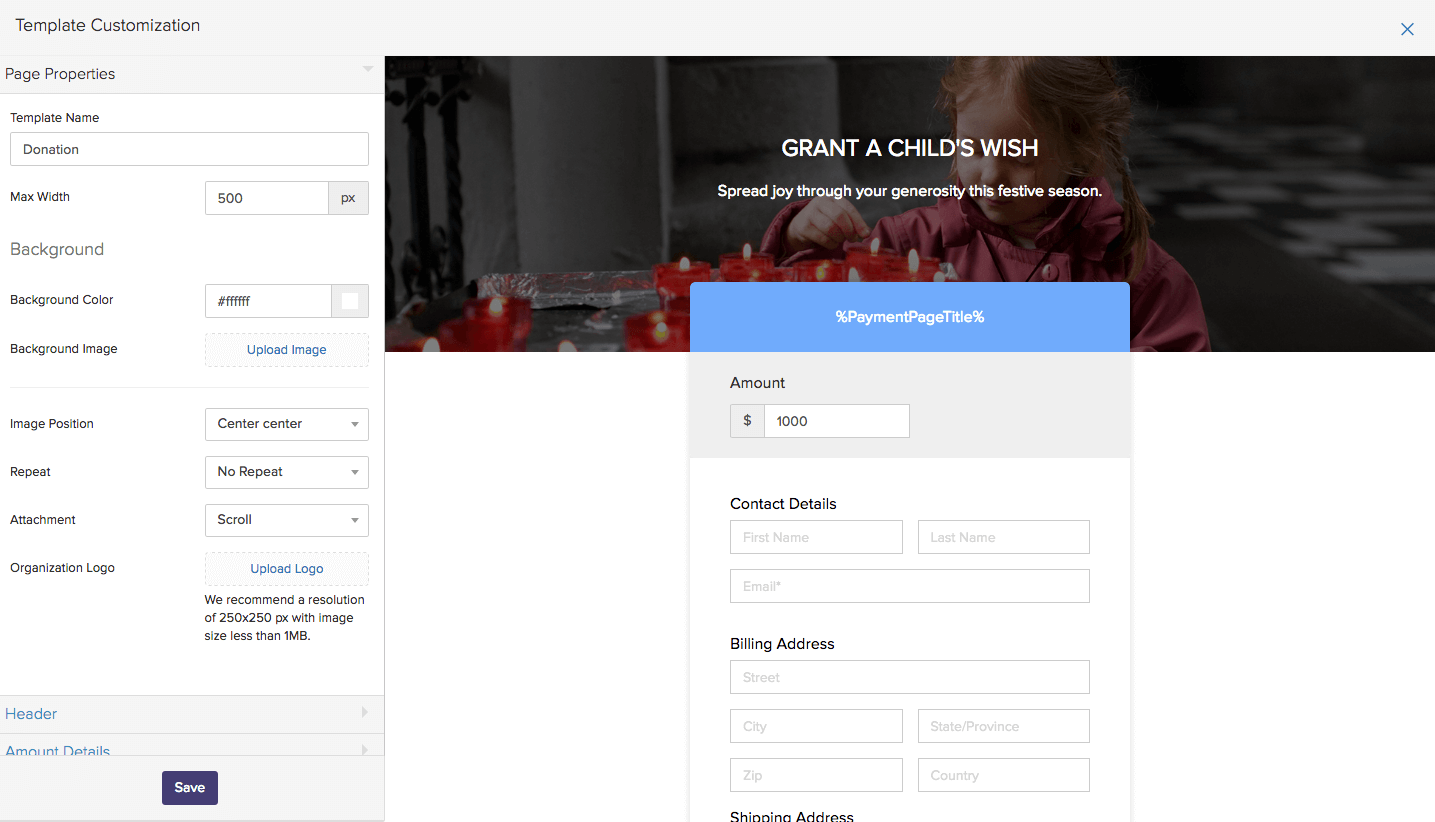 Template customization