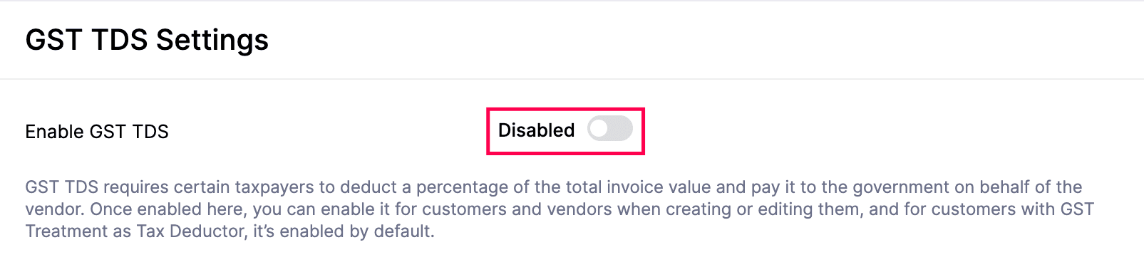 Enable GST TDS Settings