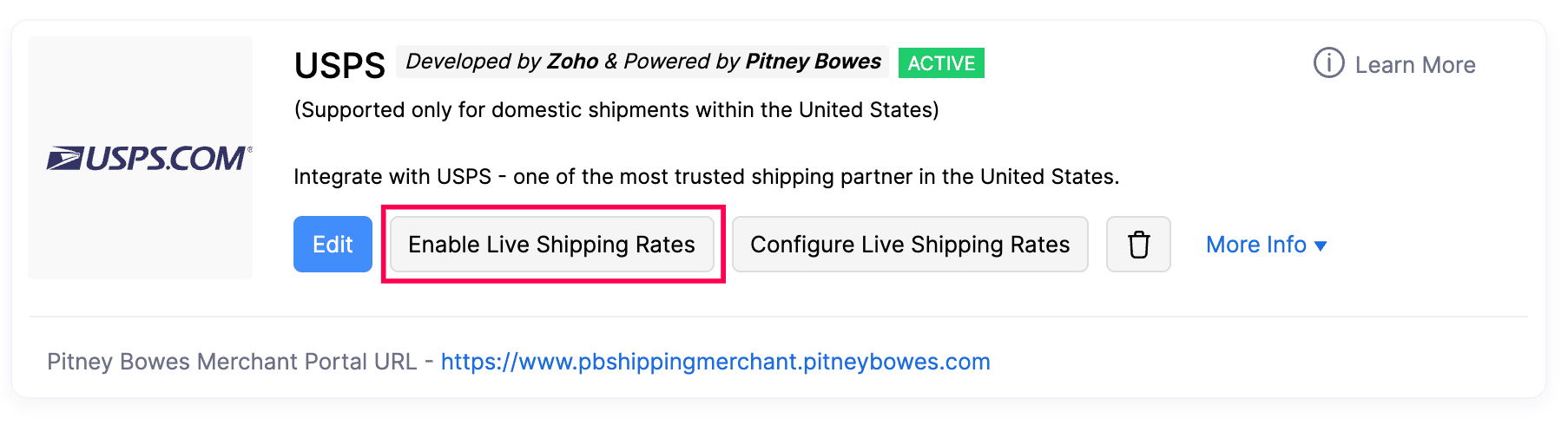 Enable Live Shipping
