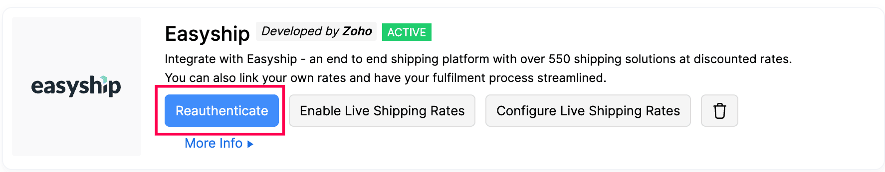 Reauthenticate Easyship