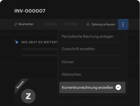 Versand von Korrekturrechnungen