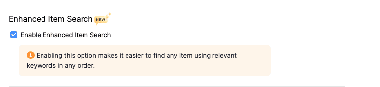 Enhanced Item Search