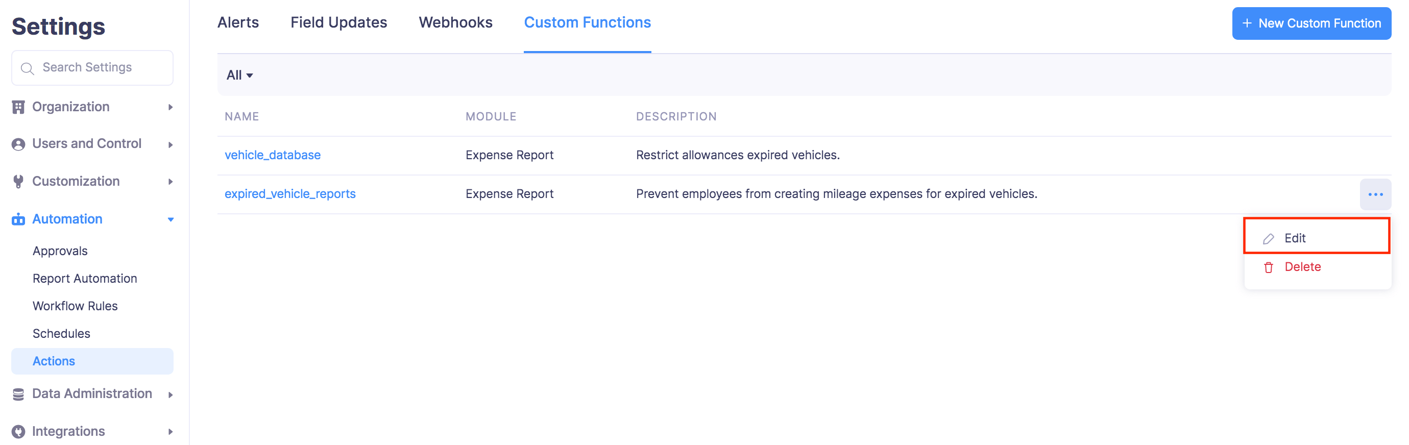 Edit Custom Functions