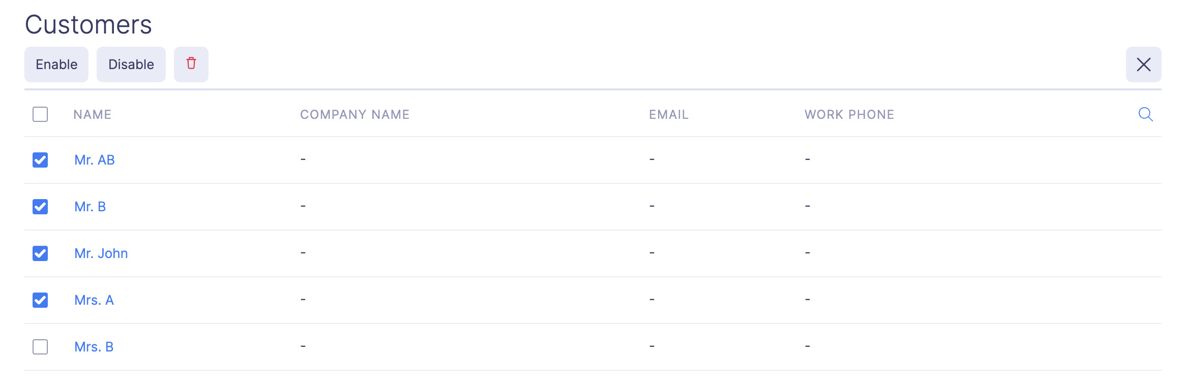 Mark a Customer as Active or Inactive