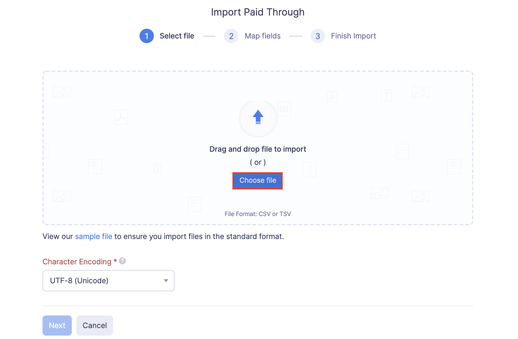 Import Paid Through Account