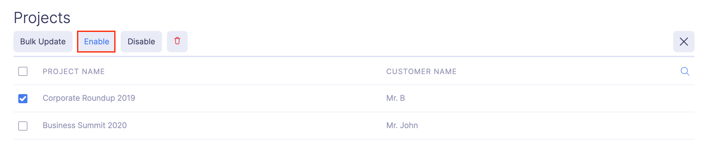 Mark a Project as Inactive