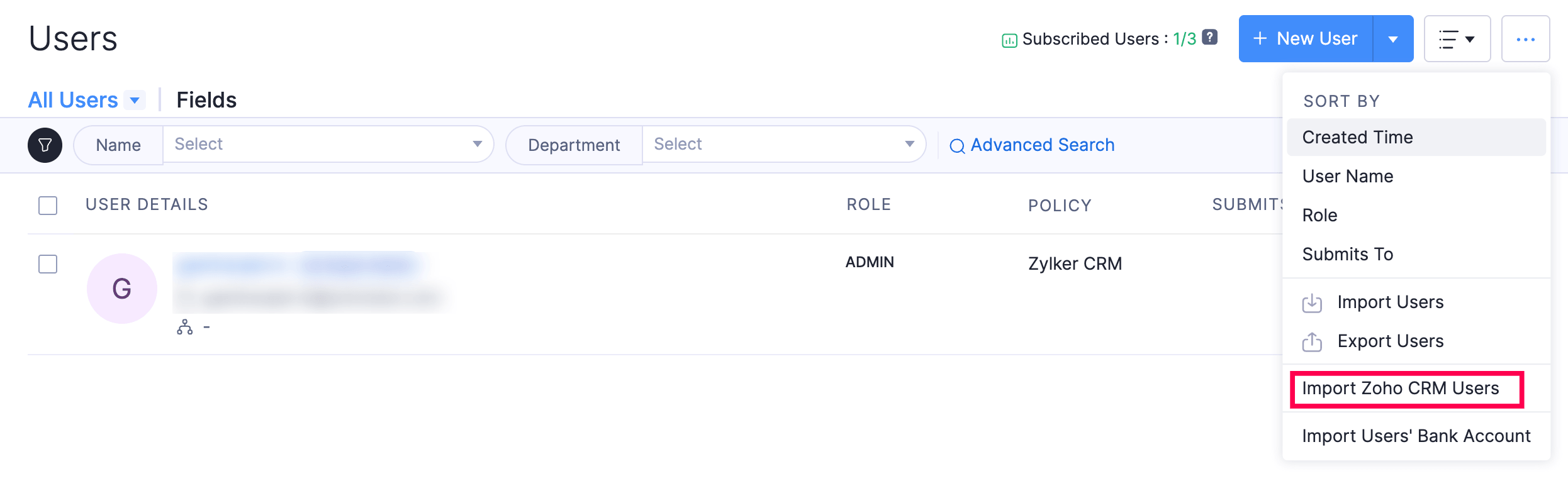 Import Zoho CRM Users
