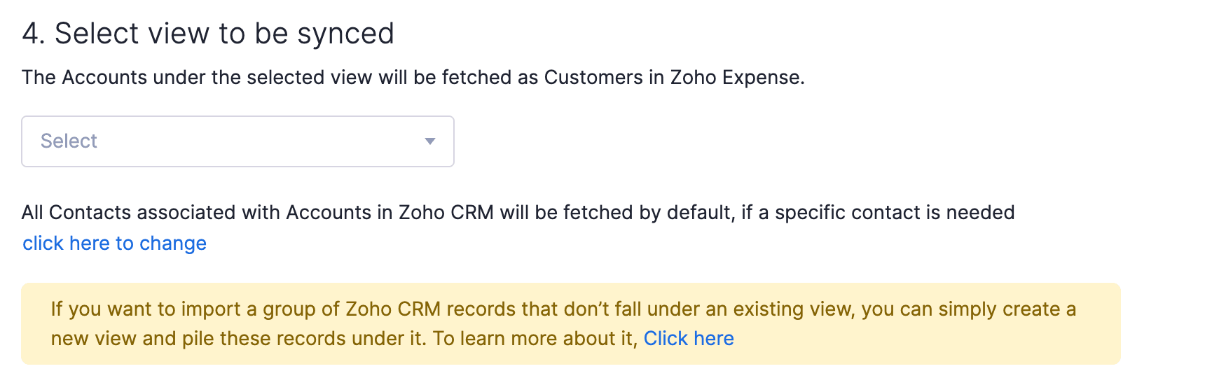 Select View to be Synced
