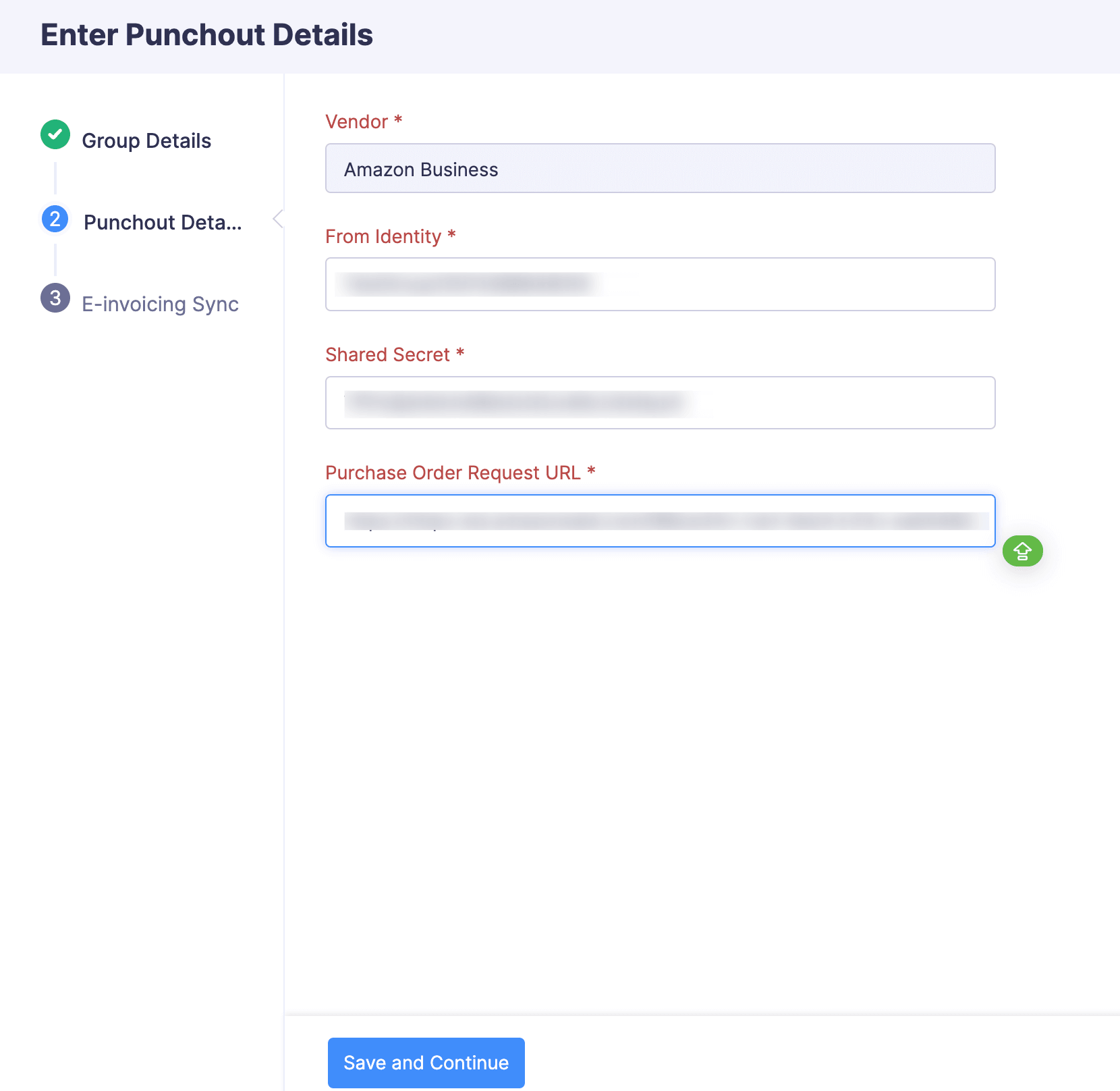 Enter Punchout Details