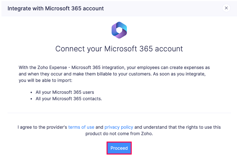 Click Proceed to enable integration