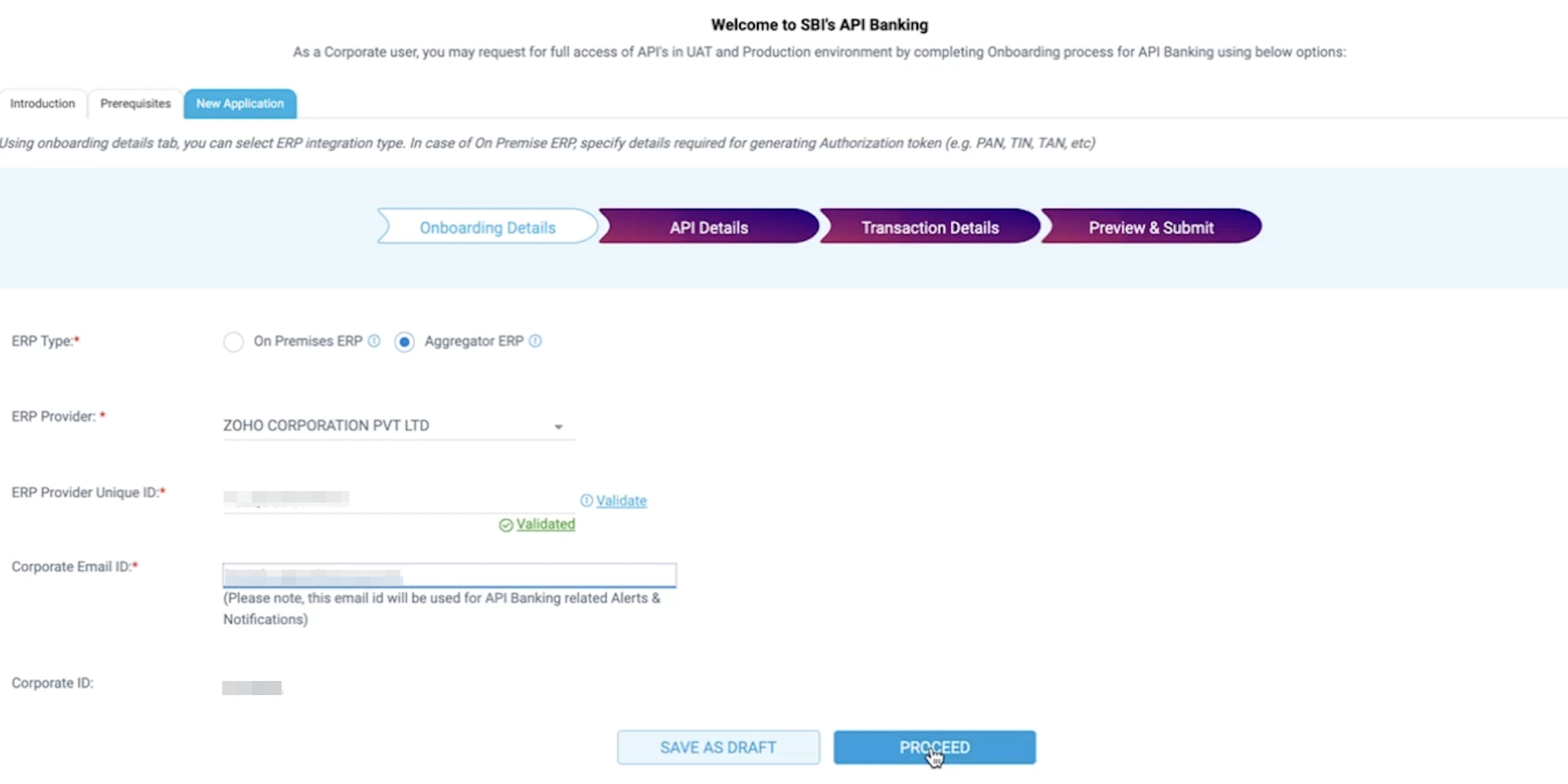 Onboarding Details section