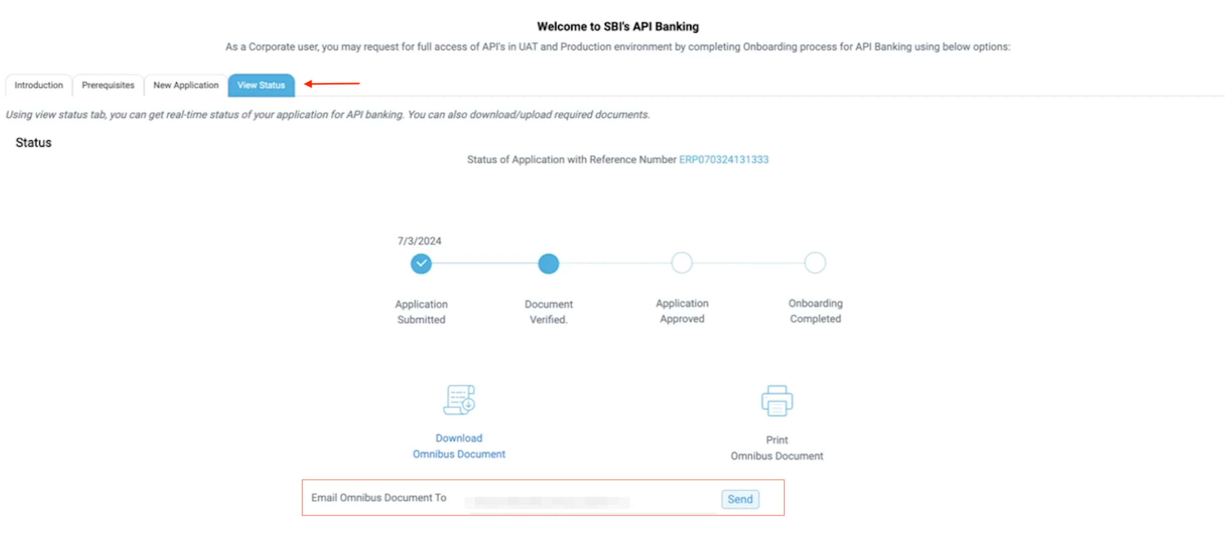 View application status