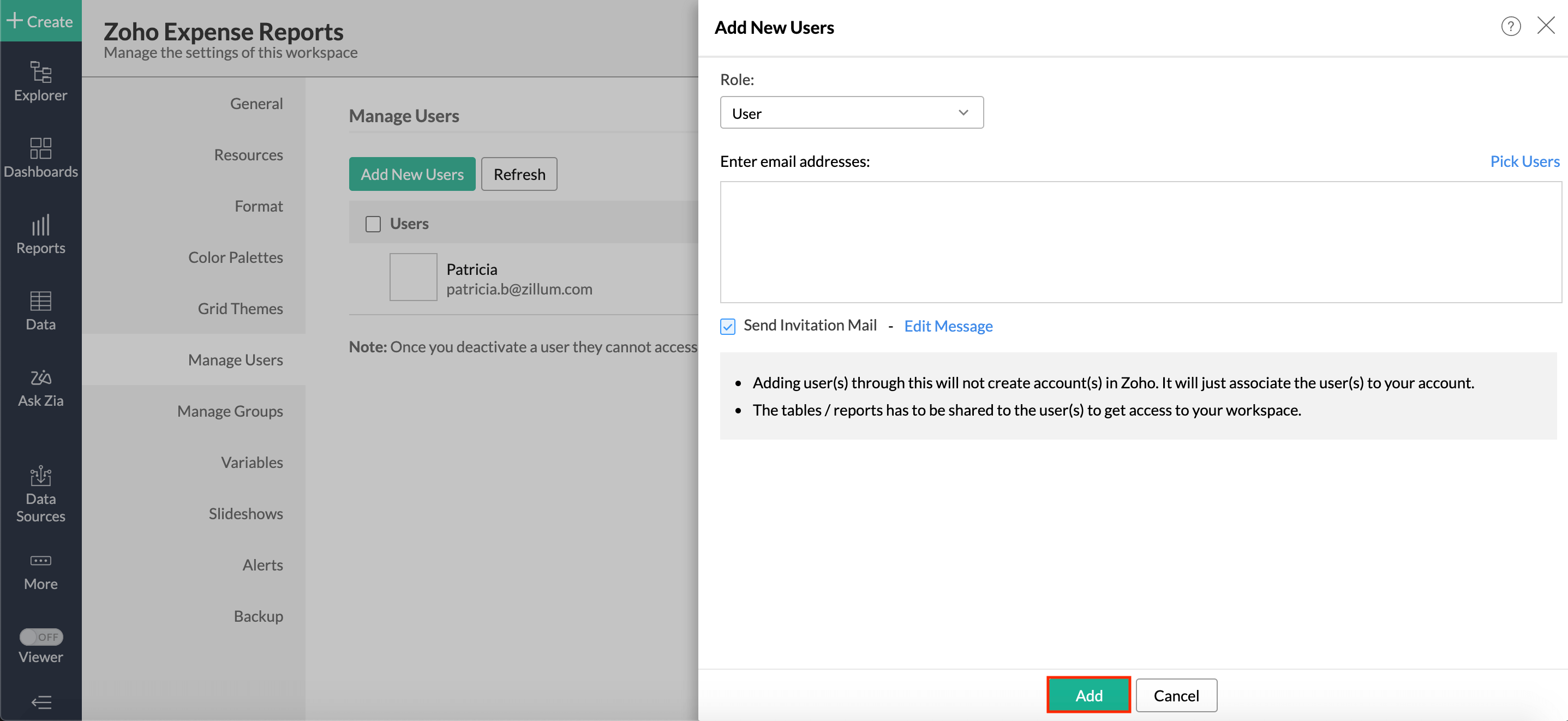 Add Users to the Workspace