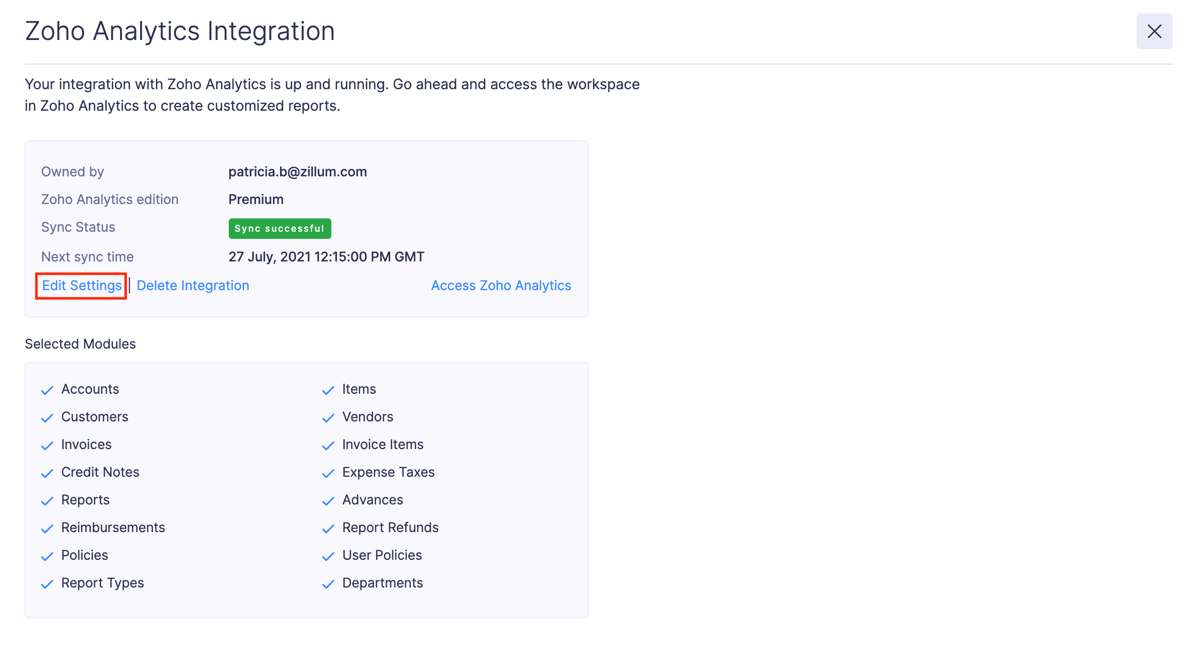 Connect to Zoho Analytics