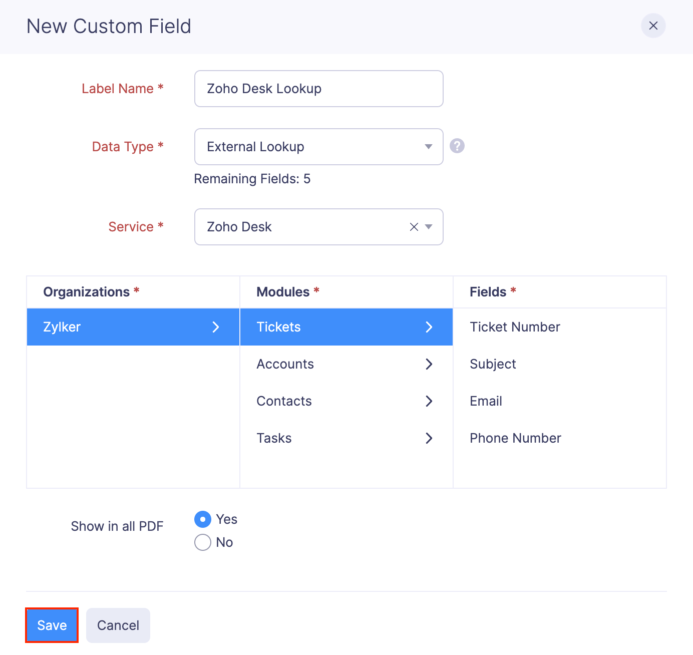 Associating Tickets in Zoho Expense