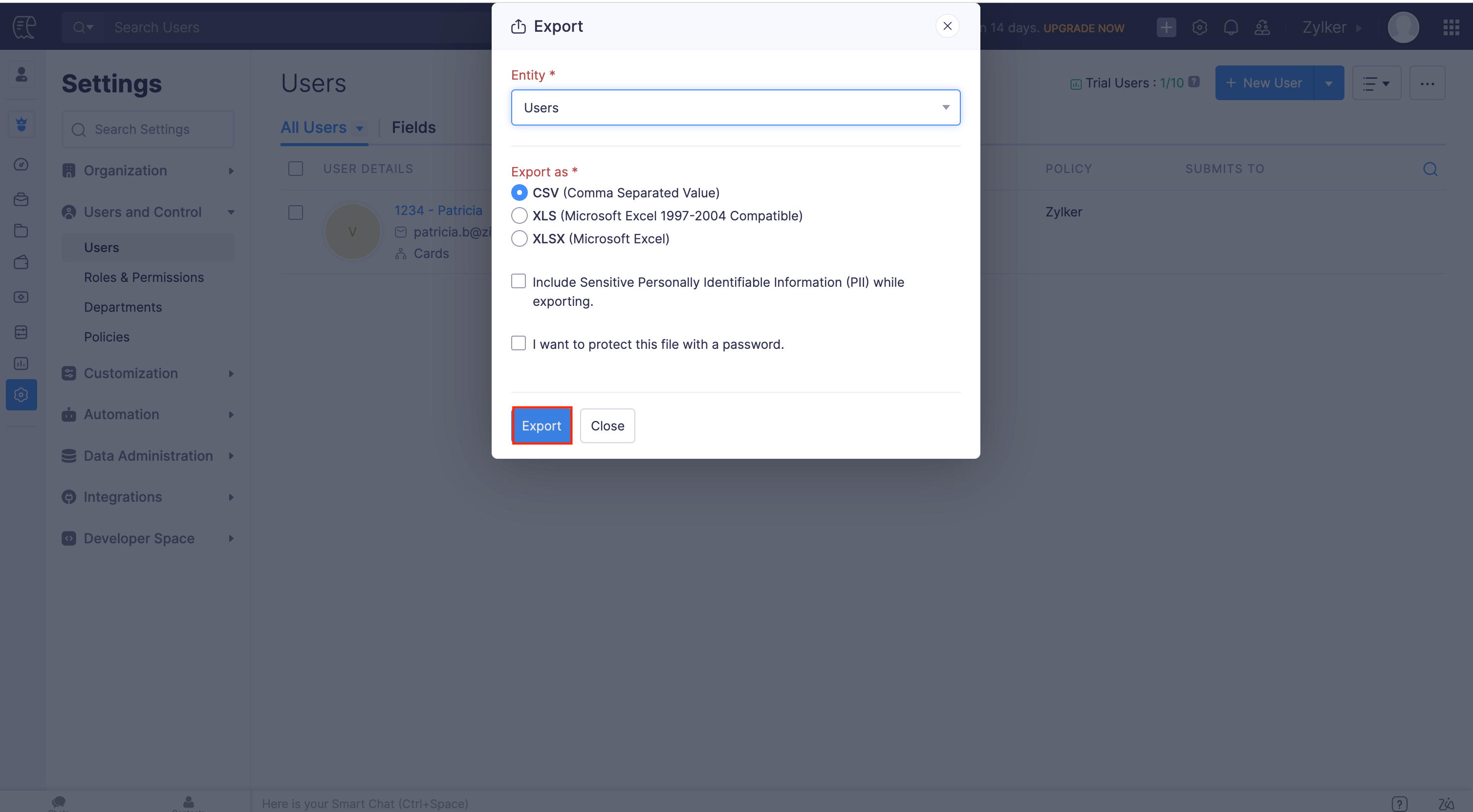 Add Users from Zoho Expense to Zoho Payroll