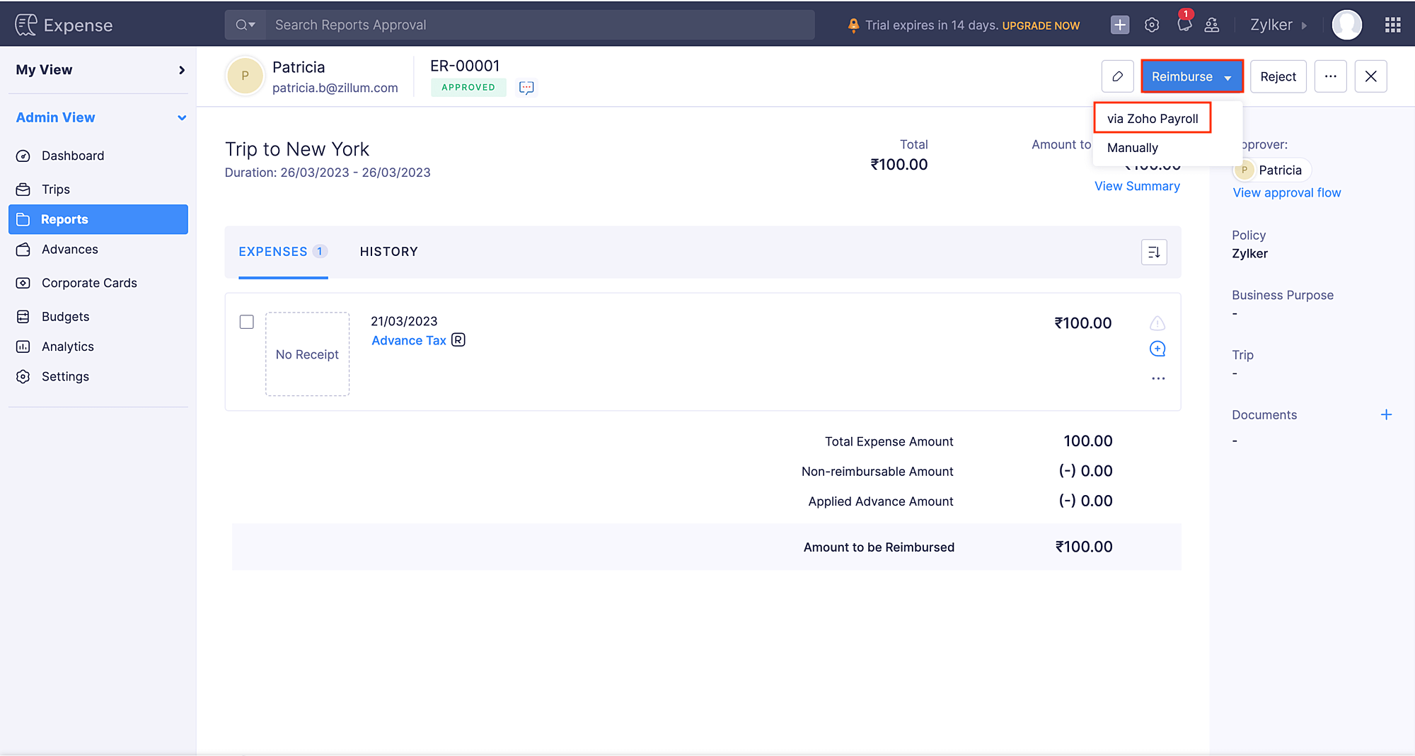 Change Report Status