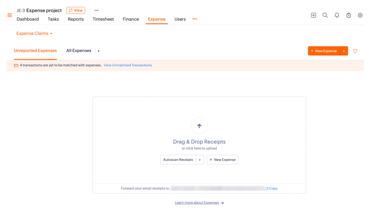 Create Expenses from Zoho Projects